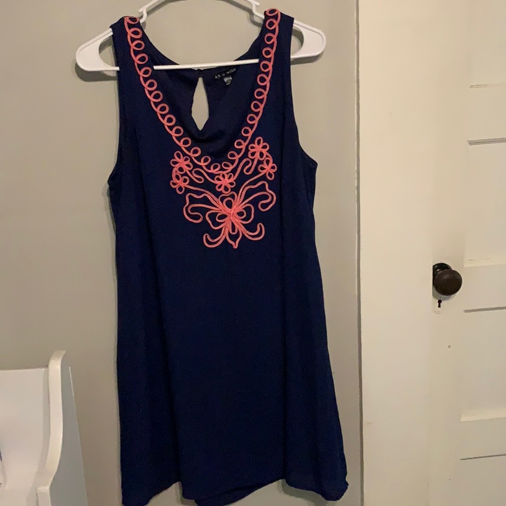 Pink and Navy Sleeveless Dress